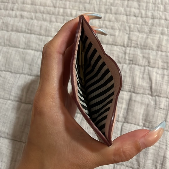 Kate Spade Light Pink Card Holder with Scalloped Edge and Gold Detail - Picture 5 of 5